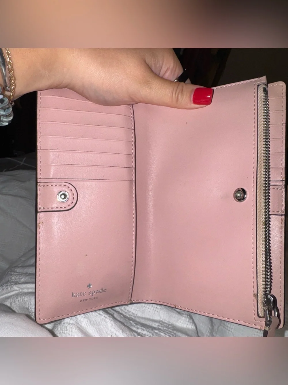 kate spade New York White and Pink Leather Wallet multicolored